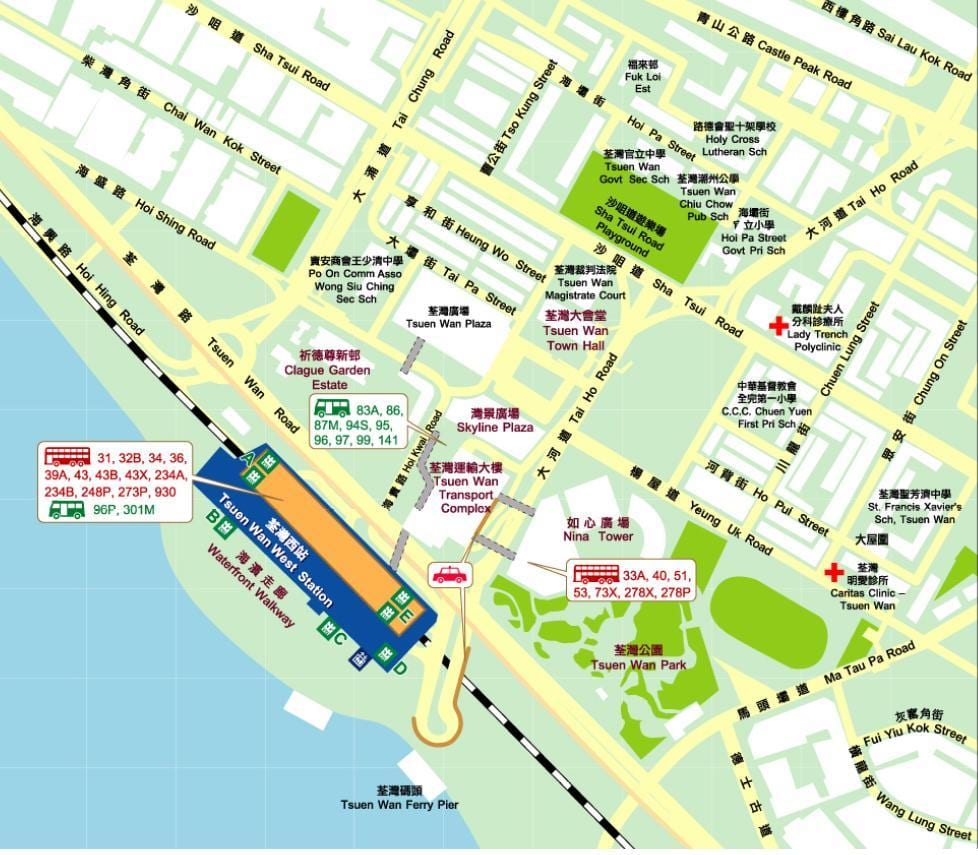 ツェンワン西駅地図
