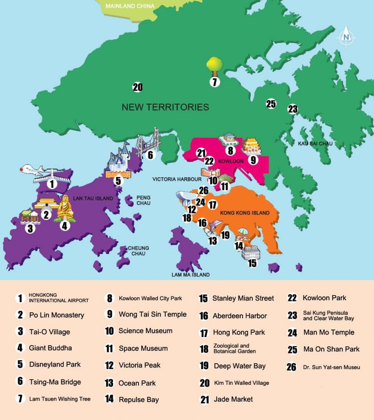 地図の新しいテリトリー香港