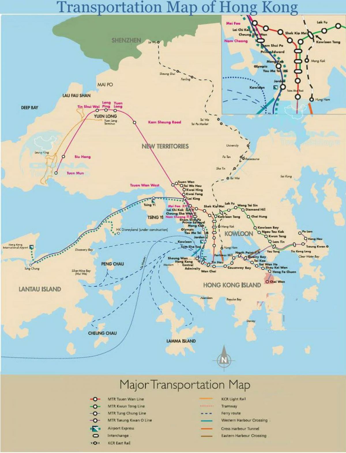 香港フェリー航路地図