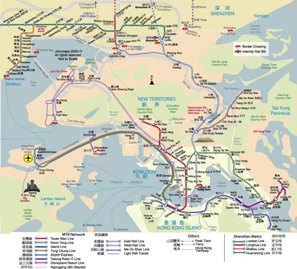 香港を歩くツアーの地図