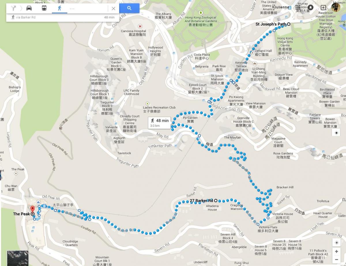 香港のハイキングコースの地図