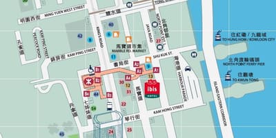 ノースポイントMTR駅の出口を地図