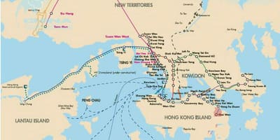 香港フェリー航路地図